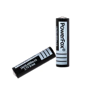 Twee PowerFox 18650 oplaadbare accu's voor laserpennen