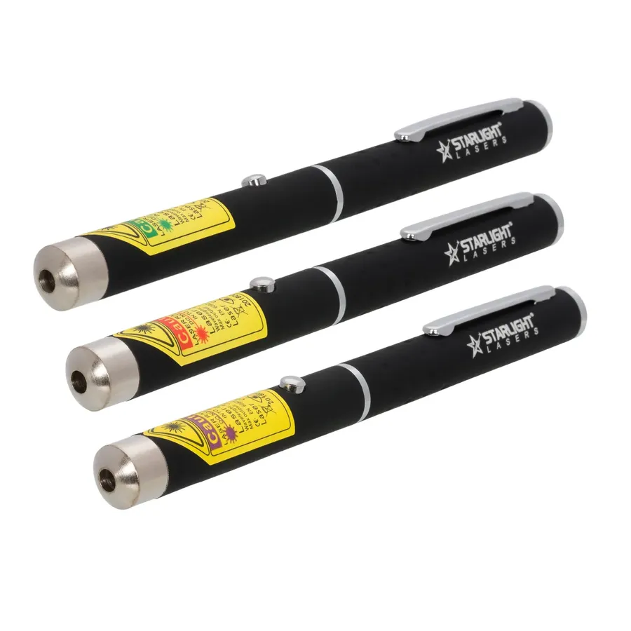 Laserpen set met groene X1, rode M1 en violette Z1 laserpen van Starlight Lasers